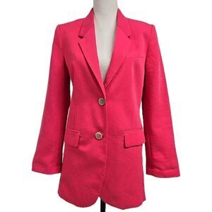 H&M Two Button Boyfriend Blazer Bright Fuchsia Pink Women’s Size XS Oversized